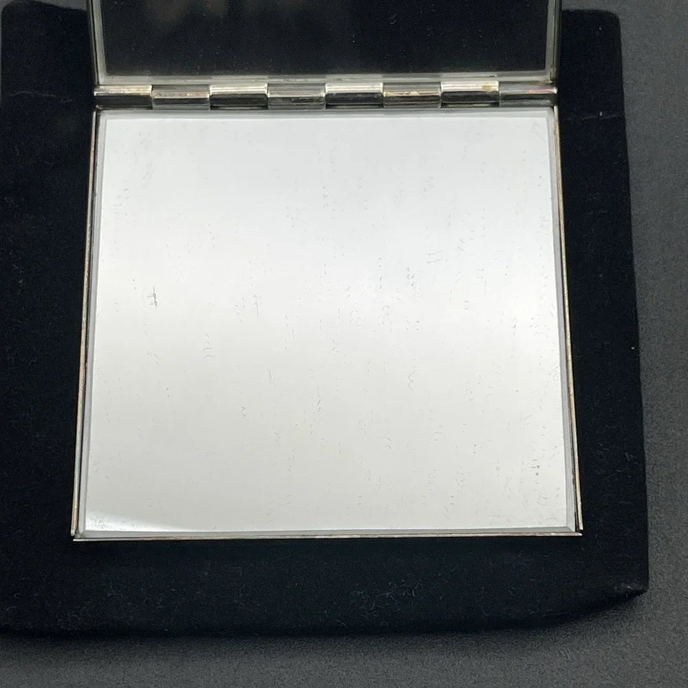Vintage Art Nouveau Style Silver Tone Compact Mirror Monogram S